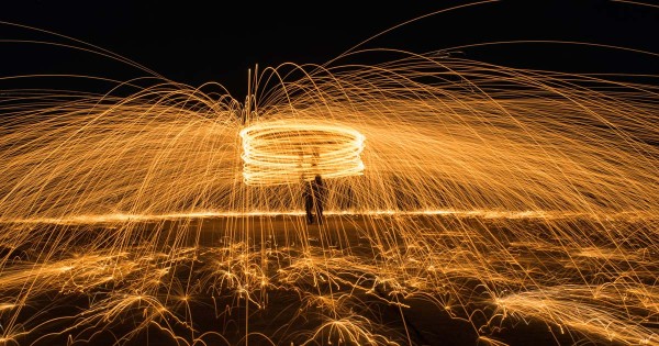 Staalwol fotografie. Lightpainting met staalwol