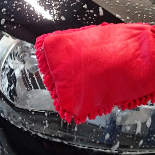 Gant de lavage en microfibre Rasta rouge