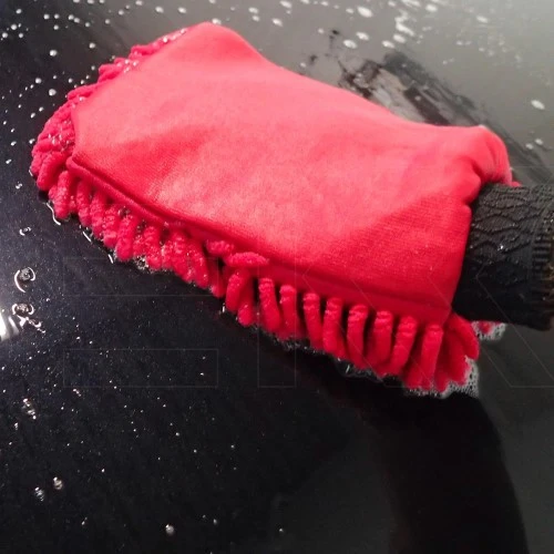 Waschhandschuh Mikrofaser Rasta rot