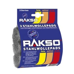RAKSO Stahlwolle Pads - Fein/Mittel/Grob  (00 - 1 - 3)