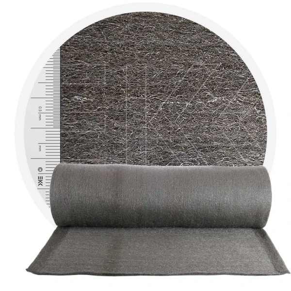 Edelstahlwolle 1.4113 kreuzvernadelt - 1000 mm, 30 μm, ± 1200 gr/m2 - Rolle 25 Meter